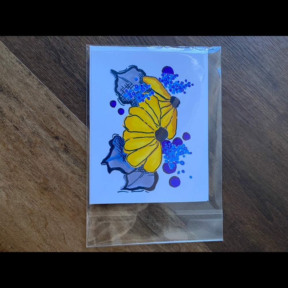 Handmade card with envelope and sticker
